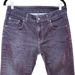 6397 Women's Mini Skinny Jeans 30 Made in Italy Purple Velvet Stretch Denim Pant